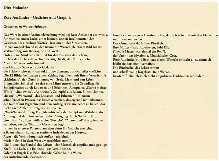 Rose Auslaender Dirk Hofacker Unsere Sterne Lithographiezyklus