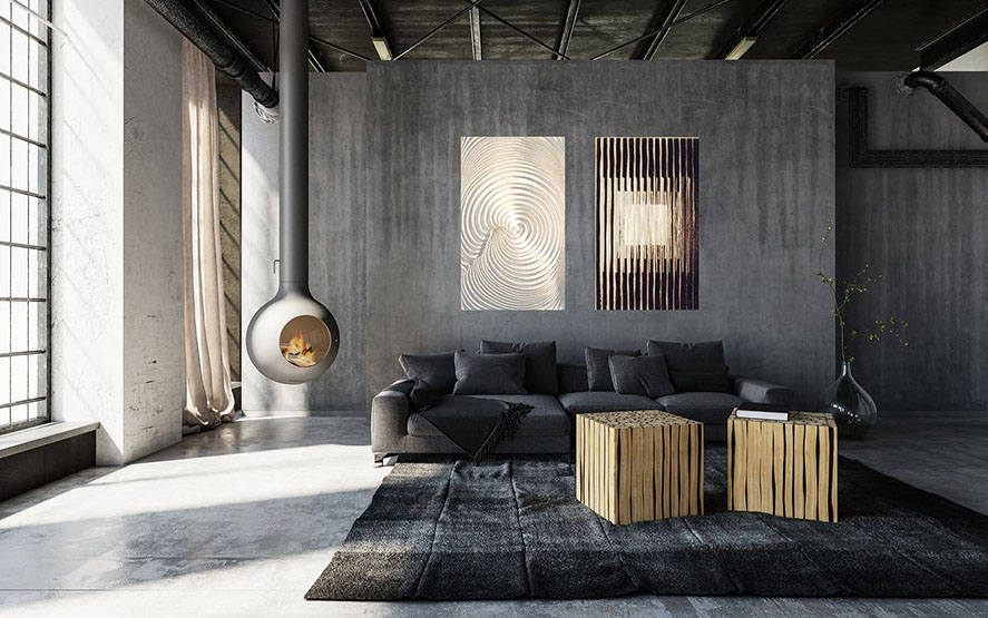 Dirk Hofacker room view paperobjects black and white